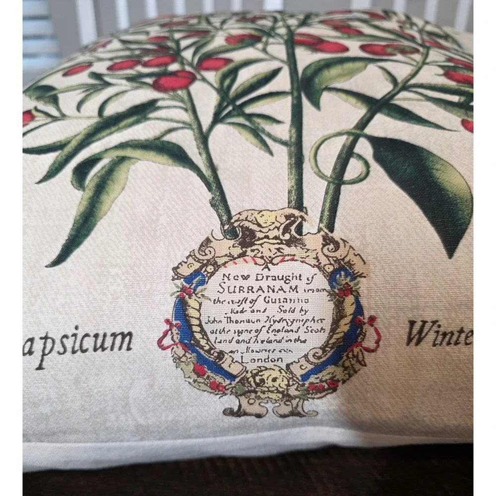 Pottery Barn Winter Cherry Christmas Pillow Insert & Cover Holiday Linen 20 x 20